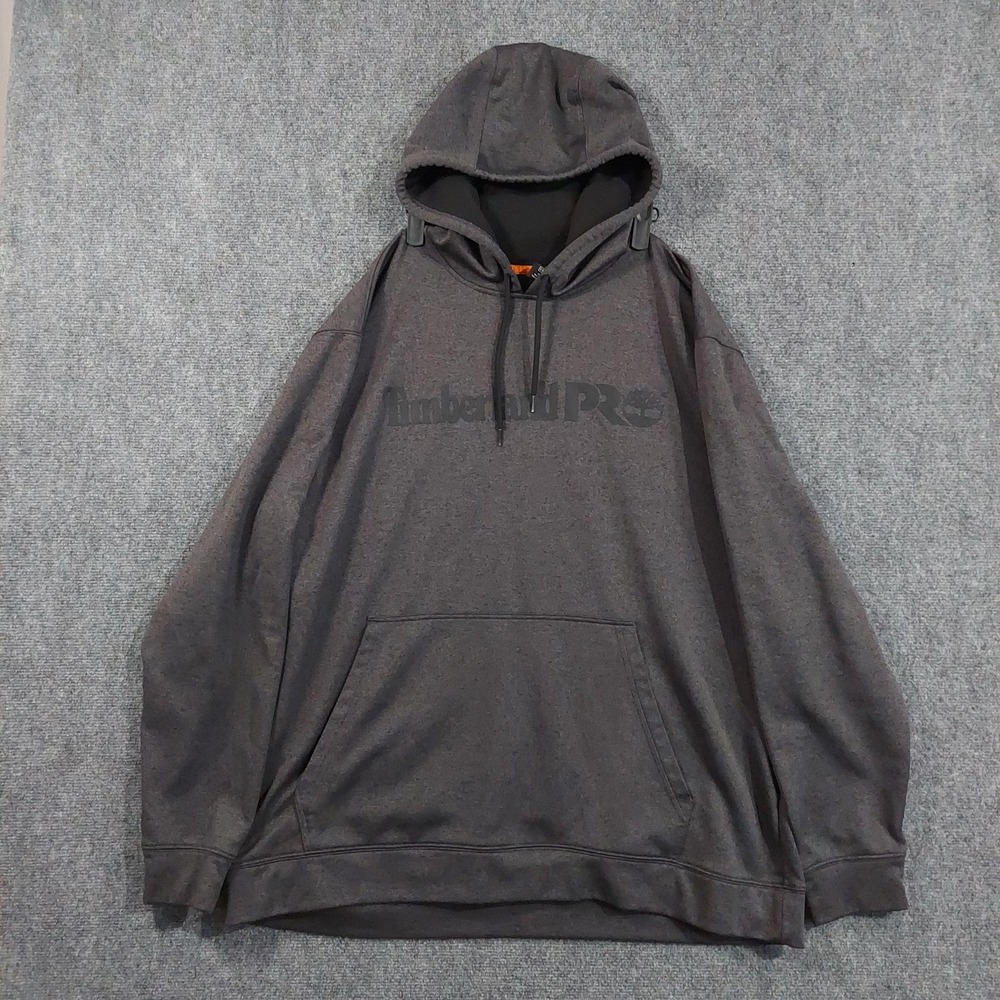 Timberland Pro Hoodie Mens 2XL Gray Fleece Pullover Logo Graphic Pocket